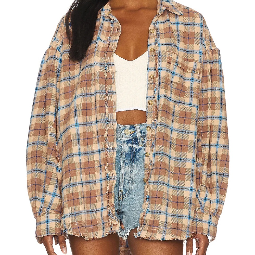 Free People Happy Hour Plaid Shirt